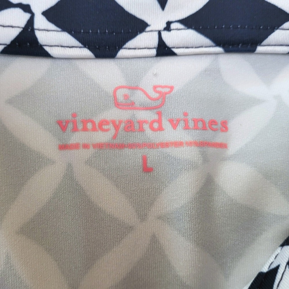 Vineyard Vines Margo Harbor Shirt Dress Navy White Nautical Geometric Latice L - Picture 7 of 10
